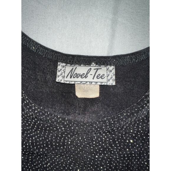 Vintage Novel-Tee Women’s Sz M/L Black Sparkle Sheer T Shirt Dress Short 90s NYE - Picture 7 of 7